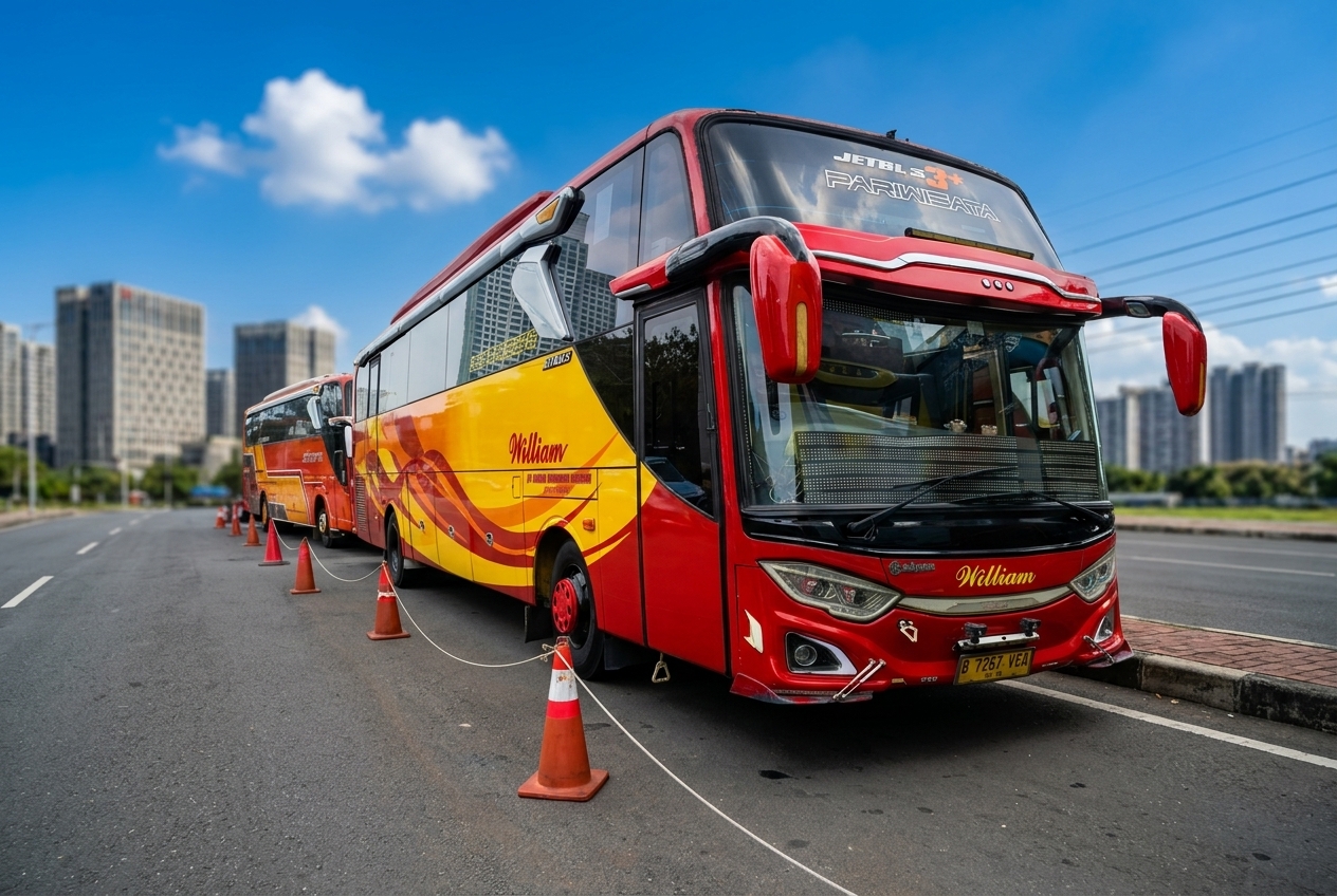 Lepas Penat Bareng-Bareng: Sewa 2 Unit Big Bus 59 Seats William Trans ke Pantai Anyer